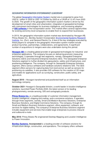 GEOGRAPHIC INFORMATION SYSTEM MARKET LEADERSHIP