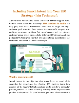 Including Search Intent Into Your SEO Strategy - Jain Technosoft