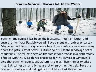 Primitive Survivors - Reasons To Hike This Winter