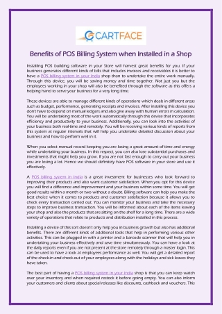 Benefits of POS Billing System when Installed in a Shop