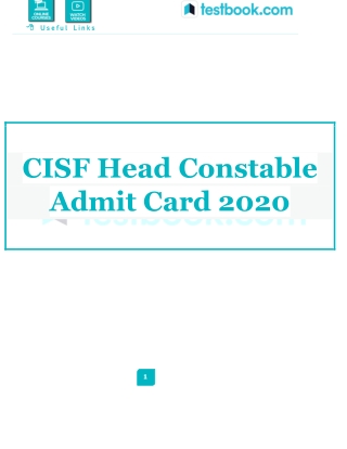 CISF Head Constable Admit Card 2020