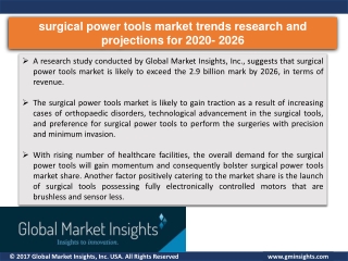 Surgical power tools industry analysis research and trends report for 2020- 2026