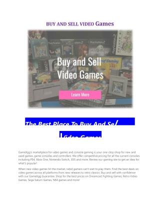 Buy And Sell Video Games