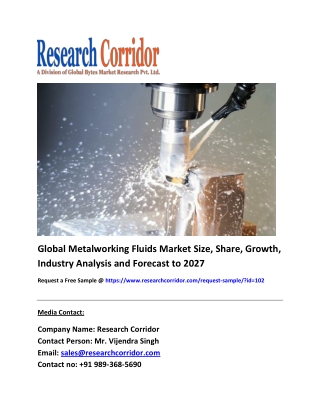 Global Metalworking Fluids Market Size, Share, Growth and Industry Report to 2027