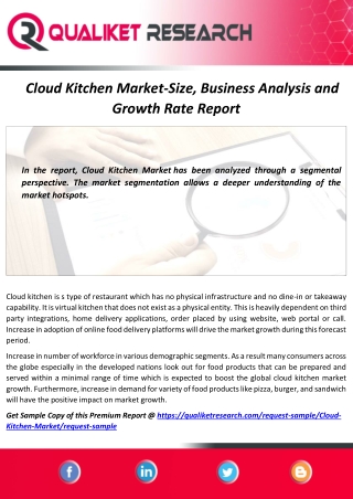 Global Cloud Kitchen Market Trend, Growth, Application and Outlook Analysis Report 2027