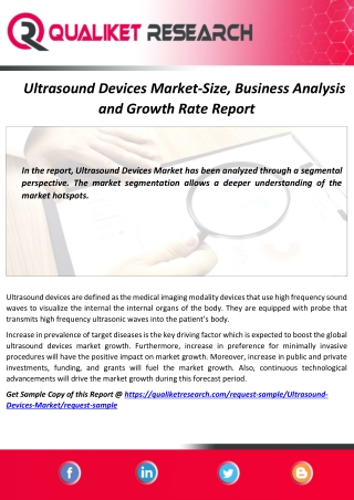 Global Ultrasound Devices Market Size, Share, Trend, Demand and Application Report 2020-2027