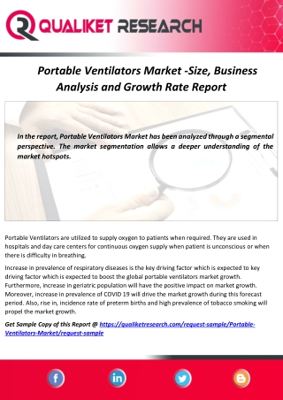 Portable Ventilators Market Competitors and Regional Analysis 2020-2027