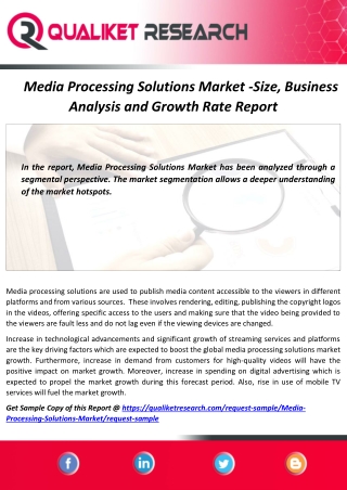 Global Media Processing Solutions Market Application, marketing strategy, Future Trend and Regional Analysis Report