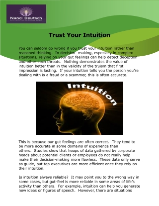 Trust Your Intuition