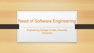 Need of Software Engineering - Avantika University