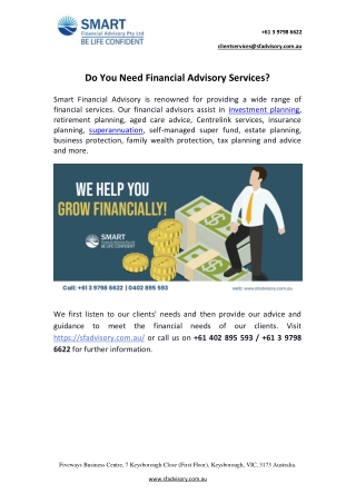 Do You Need Financial Advisory Services?