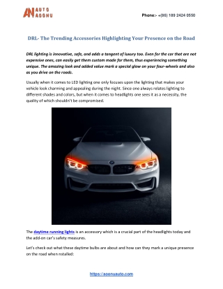 DRL- The Trending Accessories Highlighting Your Presence on the Road