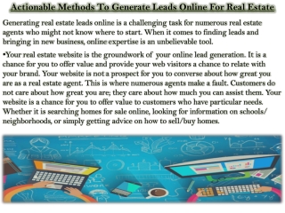 Actionable Methods To Generate Leads Online For Real Estate