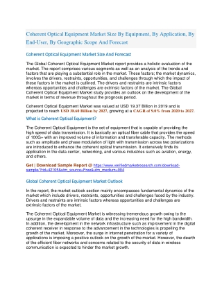 Coherent Optical Equipment Market Size By Equipment, By Application, By End-User, By Geographic Scope And Forecast