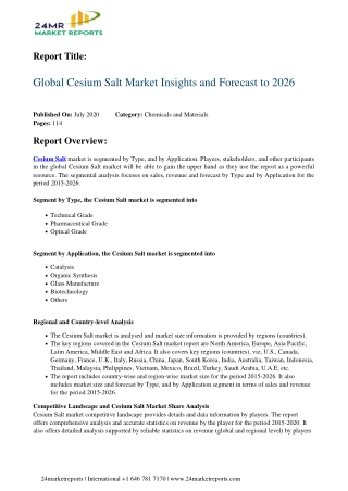 Cesium Salt Market Insights and Forecast to 2026