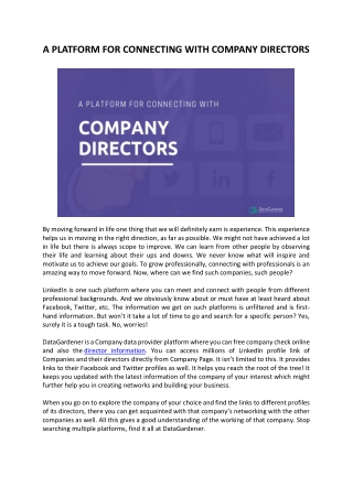 Check UK Company Director Information and Connect with them