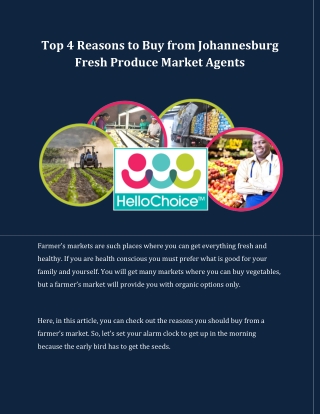 Top 4 Reasons to Buy from Johannesburg Fresh Produce Market Agents