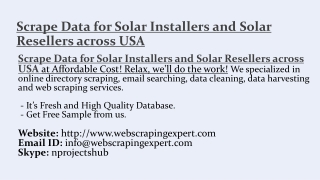 Scrape Data for Solar Installers and Solar Resellers across USA