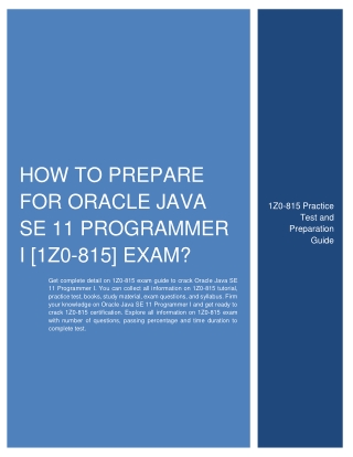 How to Prepare for Oracle Java SE 11 Programmer I [1Z0-815] Exam?