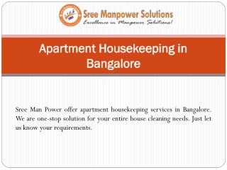 Apartment Housekeeping in Bangalore