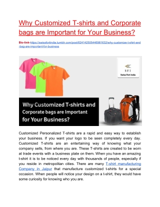 Why Customized T-shirts and Corporate bags are Important for Your Business?