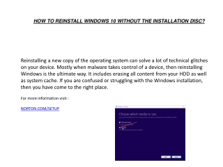 HOW TO REINSTALL WINDOWS 10 WITHOUT THE INSTALLATION DISC?