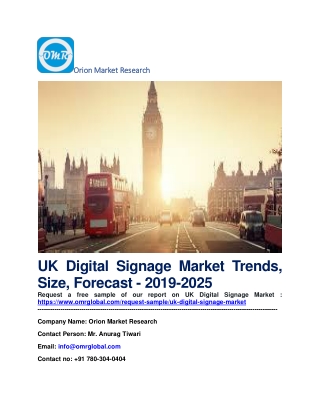 UK Digital Signage Market Trends, Size, Forecast - 2019-2025