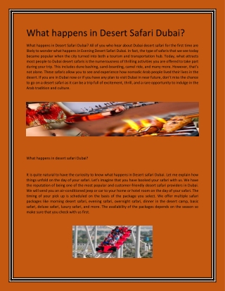 What happens in Desert Safari Dubai?