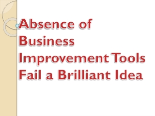 Absence of Business Improvement Tools Fail a Brilliant Idea