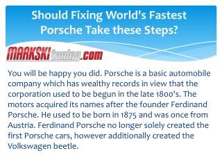 Should Fixing World's Fastest Porsche Take these Steps?