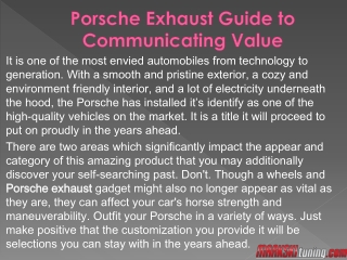 Porsche Exhaust Guide to Communicating Value