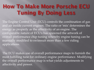 How To Make More Porsche Ecu Tuning By Doing Less