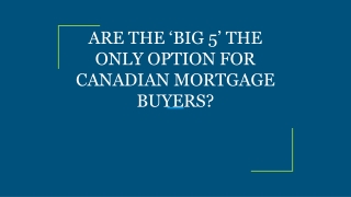 ARE THE ‘BIG 5’ THE ONLY OPTION FOR CANADIAN MORTGAGE BUYERS?