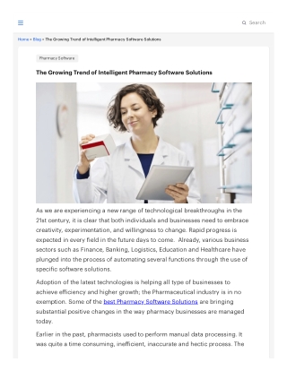 The Growing Trend of Intelligent Pharmacy Software Solutions