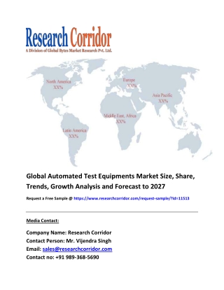 Global Automated Test Equipment’s Market Size, Industry Trends, Share and Forecast to 2027