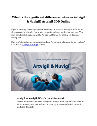 Artvigil Vs Nuvigil: Which is better for Daytime Sleepiness?