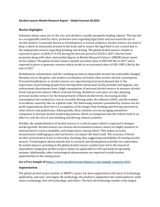 Alcohol sensor Market Research Report – Global Forecast till 2023