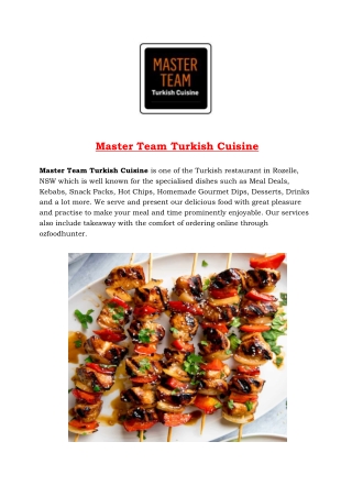 5% Off - Master Team Turkish Cuisine Rozelle takeaway Menu, NSW