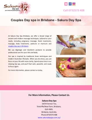 Couples Day spa in Brisbane - Sakura Day Spa