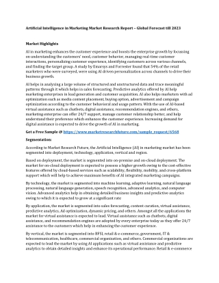 Artificial Intelligence in Marketing Market Research Report – Global Forecast till 2023