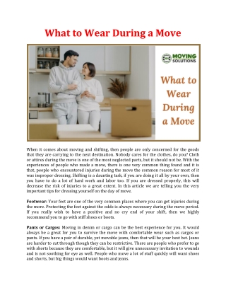 What to Wear During a Move