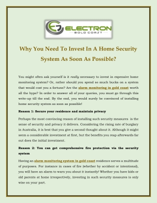 Why You Need To Invest In A Home Security System As Soon As Possible?