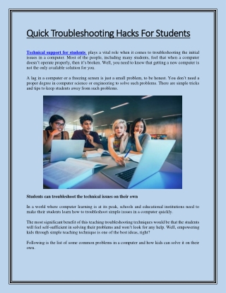 Quick Troubleshooting Hacks For Students