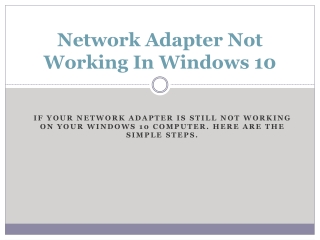 Network Adapter Not Working In Windows 10