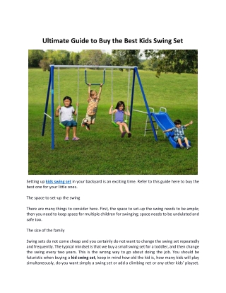 Ultimate Guide to Buy the Best Kids Swing Set