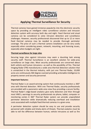 Applying Thermal Surveillance for Security