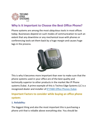 Why is it Important to Choose the Best Office Phone?