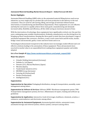 Automated Material Handling Market Research Report – Global Forecast till 2023