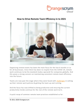 How to Drive Remote Team Efficiency in to 2021