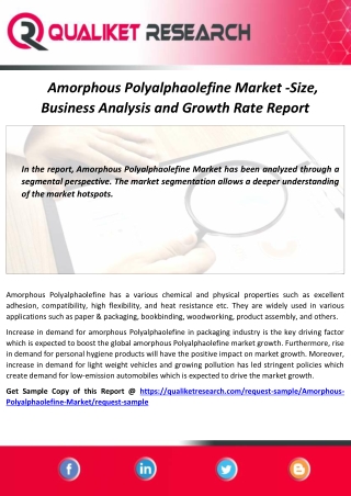 Global Amorphous Polyalphaolefine Market 2020 Analysis and Advancement Outlook